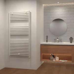 Color blanco 550x600x1800mm Calentador de toallas tubular redondo Acero pintado y cromado Categoría de producto Toalleros - Product Image 3