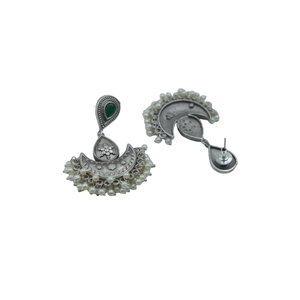 latest trending fashion 2024 Trending handmade <b>silver</b> look alike brass hoop <b>stud</b> <b>silver</b> matte earing for girls and women - Product Image 4