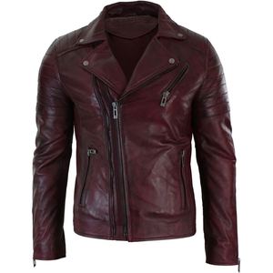 Chaqueta de cuero de oveja para hombre, chaqueta de motociclista de cuero genuino suave, ropa de abrigo elegante y a la moda, abrigo informal de invierno para hombre - Product Image 3
