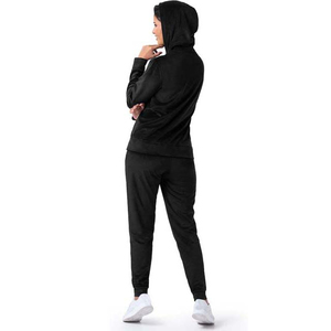 À la mode Sports d'hiver femmes survêtement deux pièces ensemble sweat à capuche décontracté Jogging pantalon Fitness tenue 100% coton OEM personnalisé - Product Image 2