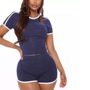 Conjunto de dos piezas de Camiseta corta y pantalón corto para mujer, camisetas cortas personalizadas de algodón y poliéster, ropa de gimnasio de alta calidad, conjuntos dobles - Product Image 4