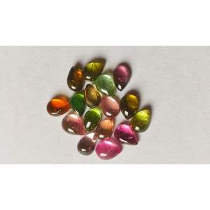Pierre précieuse de Quartz Tourmaline naturelle de qualité fine multicolore 3x5mm 7x9mm coupe poire comprenant un Cabochon rose vert jaune bleu - Product Image 6