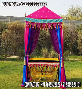 Carrito de Servicio de Alimentos de Madera de Teca, Estilo Indio Desi, Elegante, Profesional, Colorido, para Decoración de Bodas Mehndi, Ligero - Product Image 4