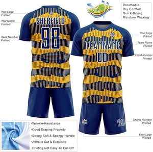 Maillot de football personnalisé unisexe de qualité supérieure, ensemble de tenue de football respirant à manches courtes, uniforme imprimé numériquement pour les clubs - Product Image 6