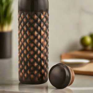 Botella de agua de cobre puro de estilo clásico de alta calidad Premium embalaje elegante doble pared para beber directamente para adultos HF - Product Image 3