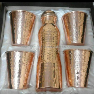 Botella de agua de cobre de 1000ml al por mayor de metal, nuevo diseño, Ayurvédico, a prueba de fugas, sin juntas, deportes, decoración de viaje, vasos de plástico - Product Image 2