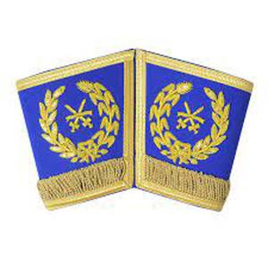 MASONIC REGALIA SET MASTER MASON <b>APRON</b> COLLAR CUFFS & GLOVES PAIR BLUE CP MADE - Product Image 4