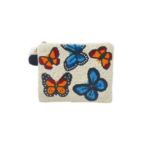 Bolso de mano con cuentas y mariposas bordadas, cierre de cremallera, estilo bohemio, para mujer, uso diario - Product Image 1
