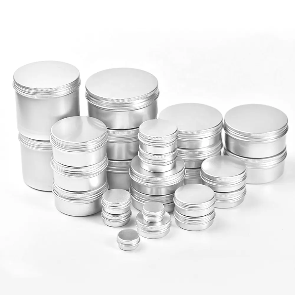 Aluminum Round Metal Tin Container with Lid Small Sample Container DIY Lip Balm Storage Jar Shampoo Bar Soap Tin Hand Body Cream