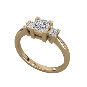 แหวนแต่งงานประดับหินสามชิ้นชุบทอง14k ประดับโรสโกลด์แหวนคลาสสิกที่ผ่านการรับรองด้านคุณภาพ - Product Image 1