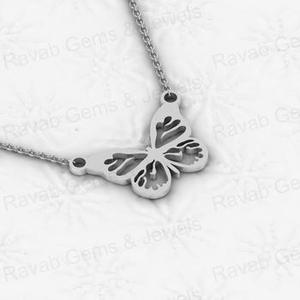 Colgante y Amuleto de Plata de Ley 925 con Diseño de Mariposa, Chapado en Oro, con Circonita, 16x28mm, Joyería Fina, Recuerdo - Product Image 2