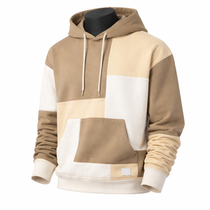 Sweat à capuche personnalisé à blocs de couleurs |   Sweat-shirt à capuche en coton et polyester patchwork, mélange de coton |   Sweat-shirt unisexe OEM ODM - Product Image 3