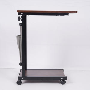 Mesa Auxiliar Móvil Ajustable en Altura para Computadora, Resistente, de MDF, con Ruedas y Bolsa de Tela para el Lateral del Sofá - Product Image 4