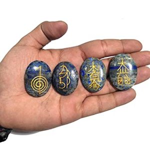 Juego de cristales de 4 elementos de alta calidad, lapislázuli Natural, Usui, Reiki, cuarzo ovalado, Ágata curativa, pirámide, piedra preciosa semipreciosa - Product Image 2