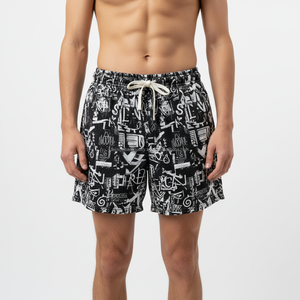 Shorts en maille pour hommes, séchage rapide, OEM, graffiti abstrait, streetwear, imprimé lettres, shorts décontractés d'été - Product Image 5