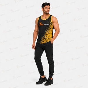 Wholesale <b>Mens</b> Sublimated Tank Top Custom Gym <b>Stringer</b> <b>Vest</b> Sportswear Manufacturer Quick Dry Workout Bodybuilding Running - Product Image 2