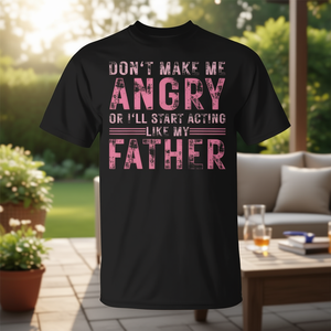 Mamma, non farmi arrabbiare altrimenti inizierò a comportarmi come mio padre - T-shirt promozionale personalizzabile - Product Image 3