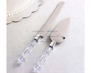 Juego de servidor de pastel de boda con resina blanca hecha a mano con resina plateada/madera/mango de mármol diseño boda real - Product Image 3