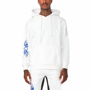 Diseño de logotipo personalizado de peso pesado 100% algodón Puff estampado polar hombres pantalones acampanados Sudadera con capucha conjuntos diseño de chándal - Product Image 3