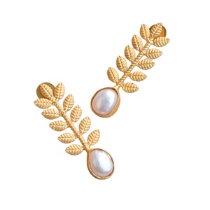 Pendientes de Latón de Moda al por Mayor, Perla Genuina, Cristal Curativo, Chapado en Oro de Alto Pulido, Hipoalergénicos, Seguros de Usar, Venta al por Mayor - Product Image 6