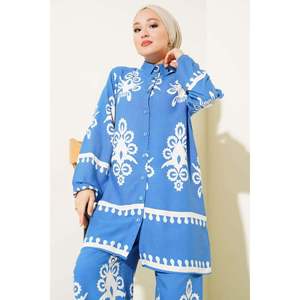 ชุดเซ็ต2ชิ้นผ้าวิสคอสลายพื้นเมืองสีน้ำเงิน - Product Image 3