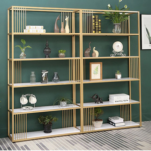 Estante de Exhibición Tipo Soporte GETO KTB68099, Estante Decorativo para Sala de Estar con Parte Superior de Madera y Estructura de Hierro - Product Image 3