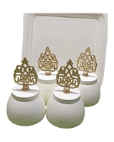 Pot de fruits secs en métal blanc classique avec couvercle à bouton et plateau pour Festival Diwali Table à manger décor bocaux à noix stockage et affichage