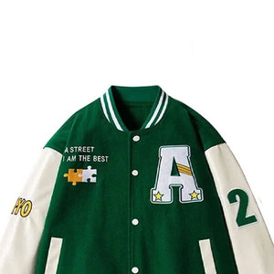 Chaqueta universitaria de alta calidad para hombre, chaqueta universitaria de béisbol de cuero de lana bordada personalizada, suministro directo de fábrica al por mayor - Product Image 4