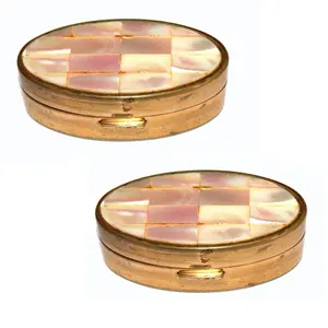 黄铜珍珠母药盒100% 保存使用药盒黄铜珍珠母药盒手工制作的天然环保