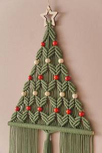 Cordón de algodón de macramé tejido a mano árbol de pino de Navidad madera 3 unids/set árbol de Navidad colgante de pared para decoración de vacaciones de Navidad - Product Image 3