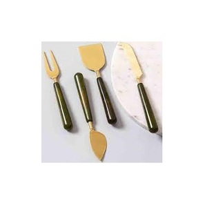 Ensemble de couteaux à gâteau au fromage en laiton de qualité supérieure manche en résine noire ensemble de quatre pièces pour la fête de mariage de l'hôtel pour le dîner - Product Image 1