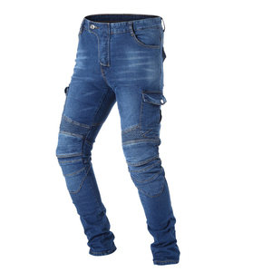 Pantalones de Motocicleta Azules para Hombre, con Protección Extraíble, Bolsillos con Cremallera, Pantalones de Motociclismo Blindados - Product Image 1