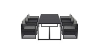 Ensemble de salle à manger rectangulaire 6 places 240 cm avec matériaux en acier inoxydable pour meubles d'extérieur modernes, imperméables et durables