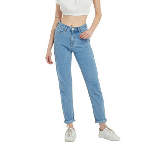 Venta al por mayor Personalización Denim Mujer Jeans Denim Mujer Slim Algodón Pantalones Moda Azul Denim Mujer Jeans - Product Image 1