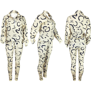 Qualité supérieure meilleure vente nouveau Design survêtement imprimé de haute qualité 100% coton femmes deux pièces survêtement sublimé ensembles - Product Image 5