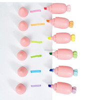 Ensemble de 6 stylos surligneurs miniatures en forme de carotte, mignons, de couleur pastel, fluorescents, pour les étudiants, fournitures scolaires