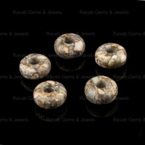 14x8mm Natural etíope Rosa ópalo cobre suave Briolette Rondelle gran agujero piedras preciosas cuentas sueltas para fabricación de joyas mayorista - Product Image 4