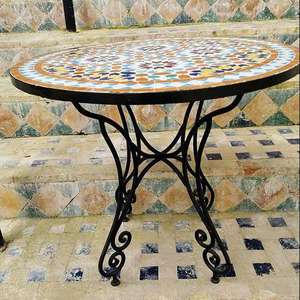 Carrelage <span class=keywords><strong>en</strong></span> <span class=keywords><strong>mosaïque</strong></span> <span class=keywords><strong>marocaine</strong></span> <span class=keywords><strong>Table</strong></span> <span class=keywords><strong>de</strong></span> patio ronde pour l'extérieur <span class=keywords><strong>Table</strong></span> <span class=keywords><strong>de</strong></span> <span class=keywords><strong>jardin</strong></span> motif géométrique coloré <span class=keywords><strong>Table</strong></span> <span class=keywords><strong>de</strong></span> café bistro pour balcon et cour - Product Image 4