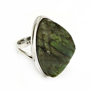 แหวนอัญมณีลาบราดอไรต์ธรรมชาติแบบหยาบ100% 925แหวนเงินสเตอร์ลิงสำหรับผู้หญิงขายส่ง - Product Image 3