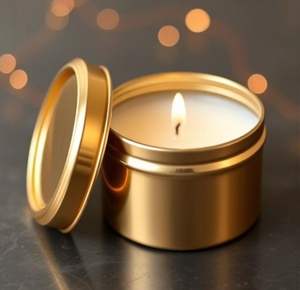 Tarro de vela de cera de metal compacto con forma elegante para dormitorios y decoraciones de espacio personal relajantes - Product Image 4