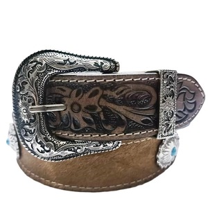 Cinturón de herramientas de mano de cuero genuino superventas 100% con hebilla occidental elegante con piel de vaca de pelo junto con tachuelas de acero inoxidable - Product Image 3