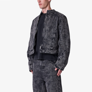 Chaqueta Vaquera de Mezclilla 100% Algodón Unisex de Alta Calidad con Logotipo Personalizado, Estilo Invernal, Lavado Pesado, Botones de Cuerno, Estilo Retro Casual Largo - Product Image 3