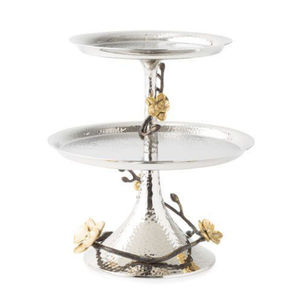 Attractive White Metal 2 Tier Cup <b>Cake</b> Stand With Floral And Butterfly Design For <b>Wedding</b> And Party Catering <b>Cake</b> Stand - Product Image 5