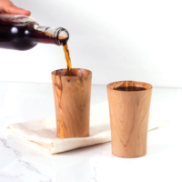 ArtisRaw Tasses et soucoupes en bois d'olivier écologiques, design rustique méditerranéen, fabrication artisanale, biodégradables, durables, 200 ml