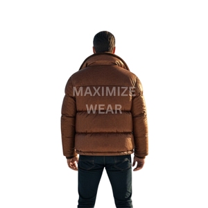 Nouvelle veste matelassée en cuir pour homme de haute qualité, fermeture éclair, style vintage hiver, écologique, coupe-vent, logo frontal, pour une tenue optimale - Product Image 3