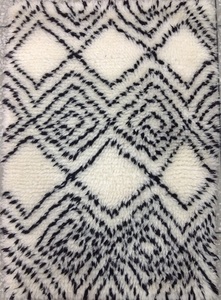 Beautiful High Quality White Black Shaggy Moroccan Berber Diamond Pattern Woven Modern Abstract Eco-Friendly Area Rug Cotton - Product Image 2