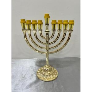 Chandelier à 9 branches de style américain, Menorah, décoration de table pour les fêtes de Noël, porte-bougie décoratif argenté - Product Image 6