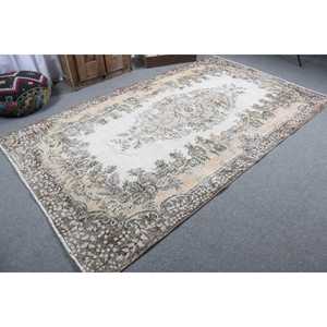 Alfombra Vintage de 5.9x9.9 pies, Alfombra Turca, Alfombra de Lana con Diseño Floral Marrón - Product Image 2