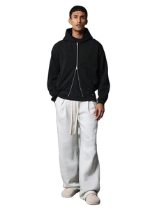 <b>Black</b> <b>Zip</b> <b>Hoodies</b> Men Winter Heavyweight 400GSM Fleece Cotton Oversized Streetwear Jacket Custom Logo Quick Dry Breathable - Product Image 3