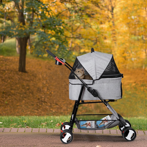 Poussette légère pour animaux de compagnie TH-PPS-631, pliage rapide en un clic, 4 roues, porte-bébé multifonction détachable avec roues pivotantes à 360° - Product Image 6